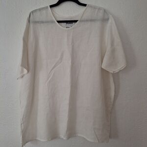 FLAX linen short sleeve shirt Blouse white size large